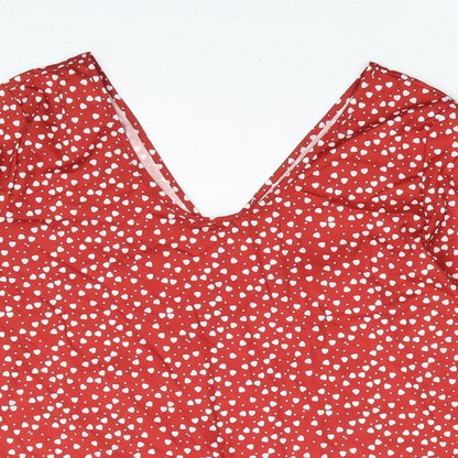 Womens UK Size M Preworn Red Basic Blouse