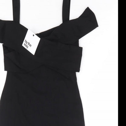 By The Way Womens Black Polyester Bodycon Size XS V-Neck Pullover - Cold Shoulder Detail