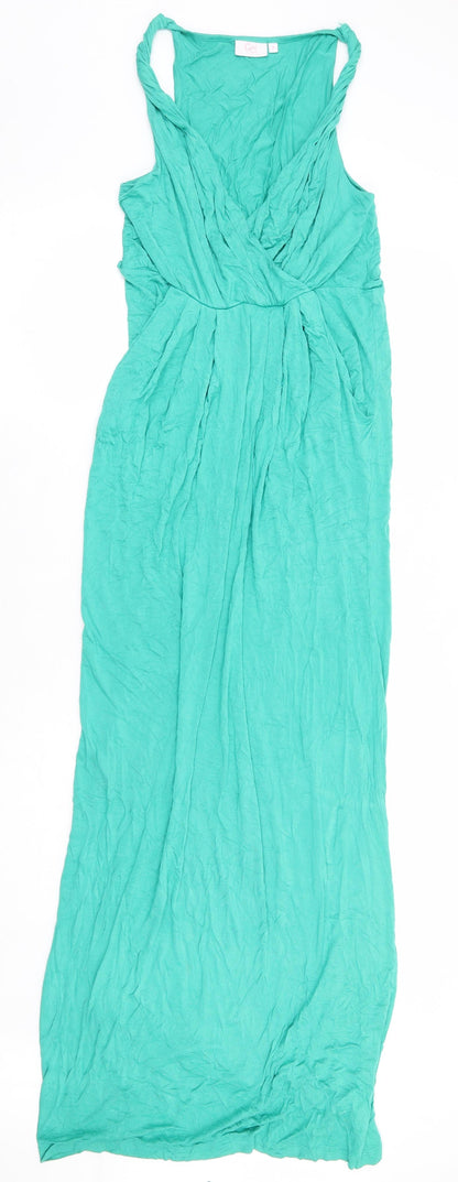 Geri by NEXT Womens Green Viscose Maxi Size 8 V-Neck Pullover