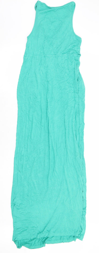 Geri by NEXT Womens Green Viscose Maxi Size 8 V-Neck Pullover