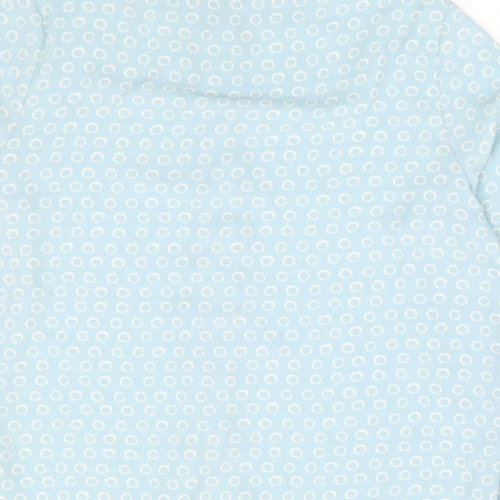 TU Womens Blue Geometric Polyester Basic Button-Up Size 14 Collared