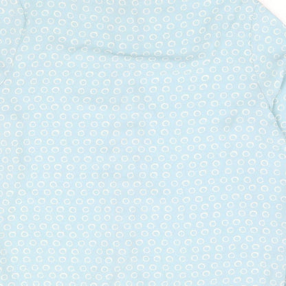 TU Womens Blue Geometric Polyester Basic Button-Up Size 14 Collared