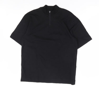Womens UK Size M Zara Black Basic T-Shirt