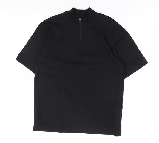 Womens UK Size M Zara Black Basic T-Shirt