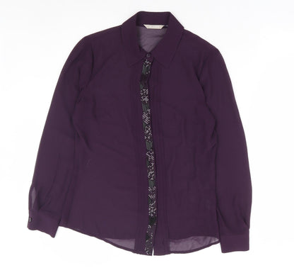 Womens UK Size 8 Planet Purple Basic Button-Up