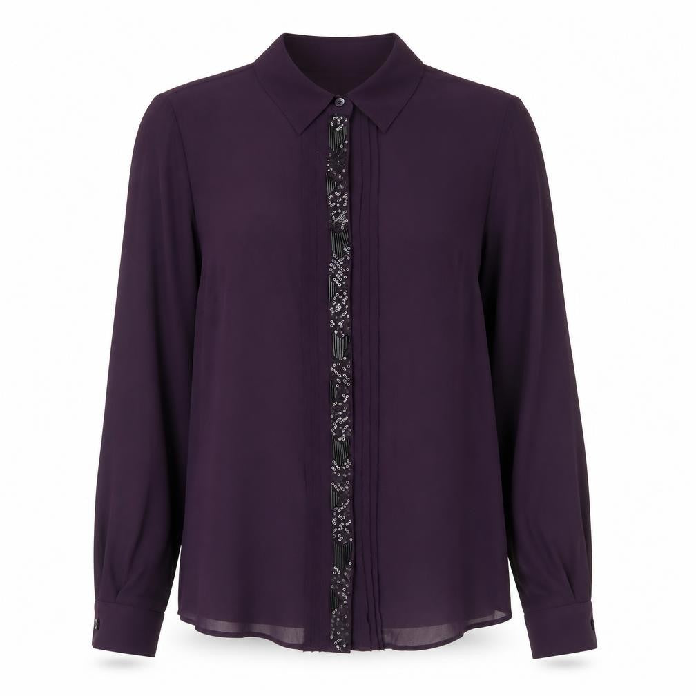 Womens UK Size 8 Planet Purple Basic Button-Up