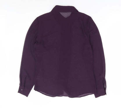 Womens UK Size 8 Planet Purple Basic Button-Up