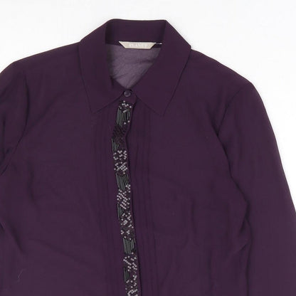 Womens UK Size 8 Planet Purple Basic Button-Up