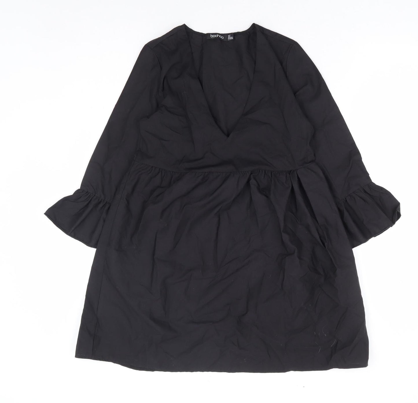 Boohoo Womens Black Polyester A-Line Size 4 V-Neck Pullover