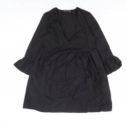 Boohoo Womens Black Polyester A-Line Size 4 V-Neck Pullover