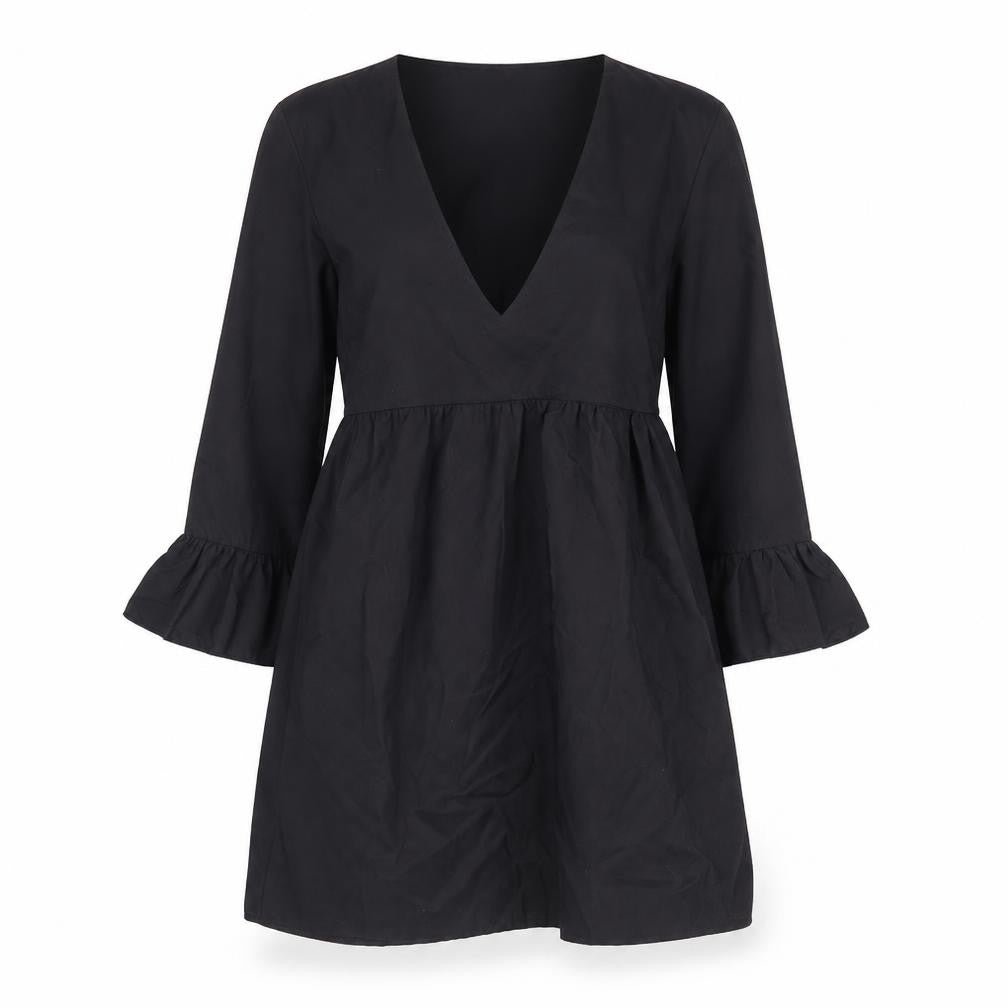 Boohoo Womens Black Polyester A-Line Size 4 V-Neck Pullover