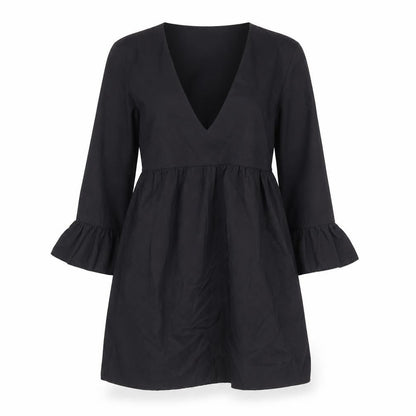 Boohoo Womens Black Polyester A-Line Size 4 V-Neck Pullover