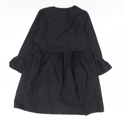 Boohoo Womens Black Polyester A-Line Size 4 V-Neck Pullover