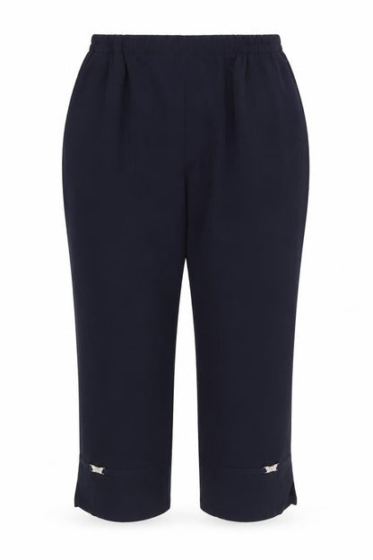 Afibel Womens Blue Polyester Cropped Trousers Size 14 L22 in Regular - Butterfly