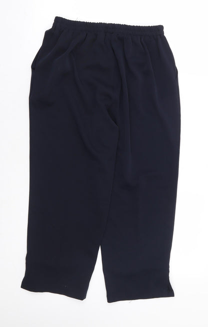Afibel Womens Blue Polyester Cropped Trousers Size 14 L22 in Regular - Butterfly