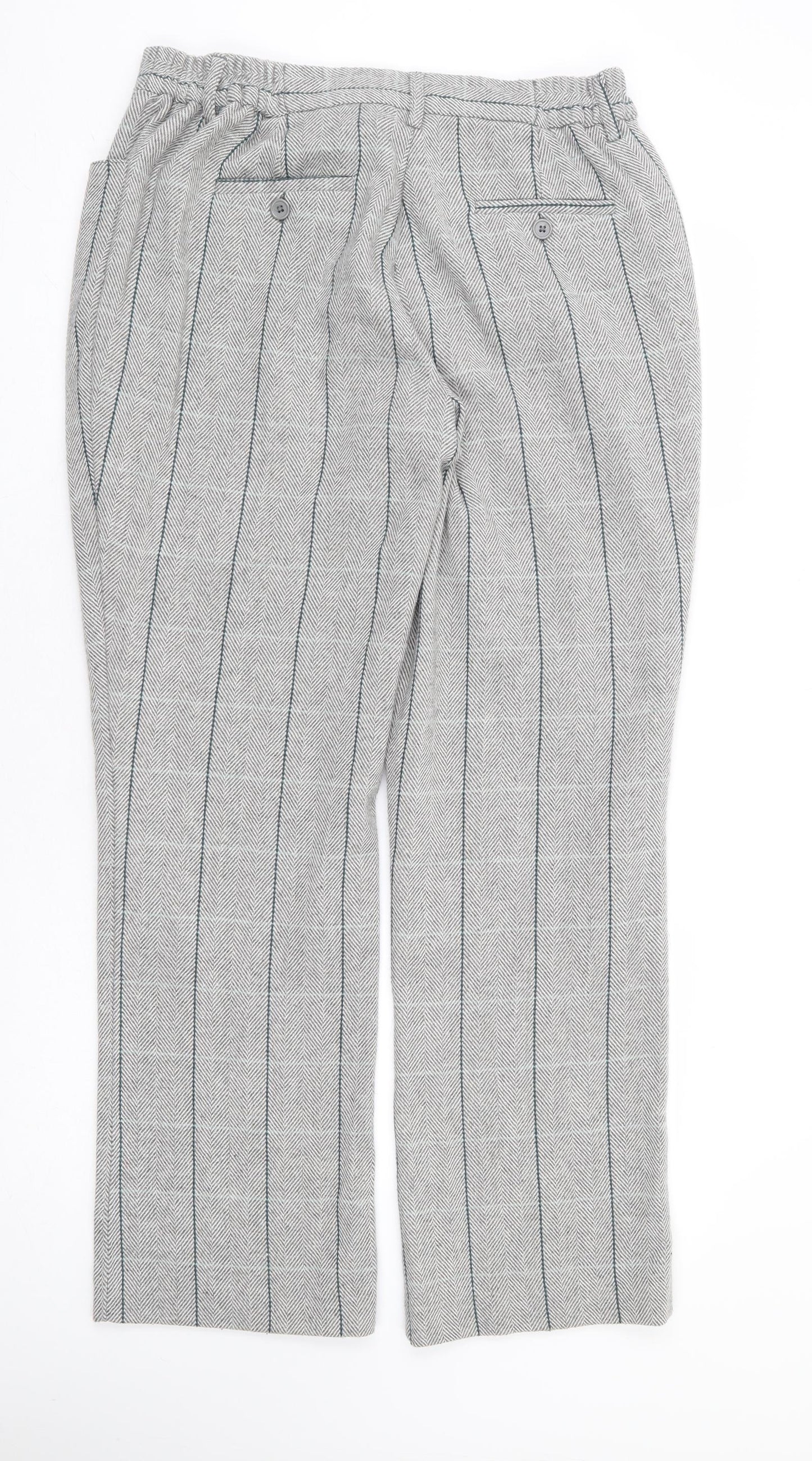 Cotton Traders Womens Grey Plaid Polyester Trousers Size 14 L31 in Regular Zip