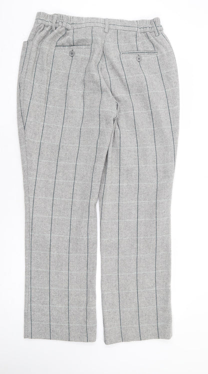 Cotton Traders Womens Grey Plaid Polyester Trousers Size 14 L31 in Regular Zip