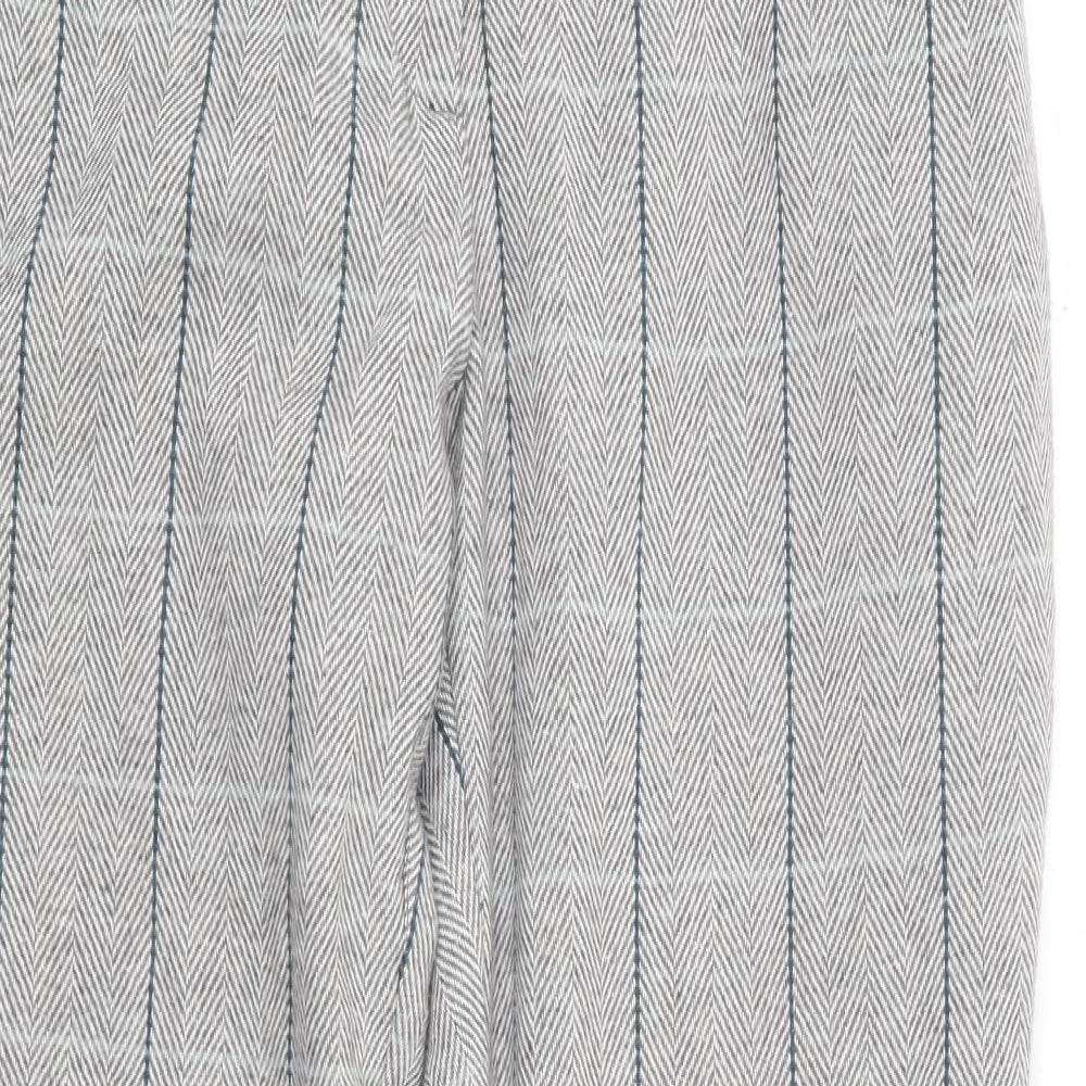 Cotton Traders Womens Grey Plaid Polyester Trousers Size 14 L31 in Regular Zip