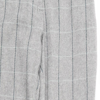 Cotton Traders Womens Grey Plaid Polyester Trousers Size 14 L31 in Regular Zip