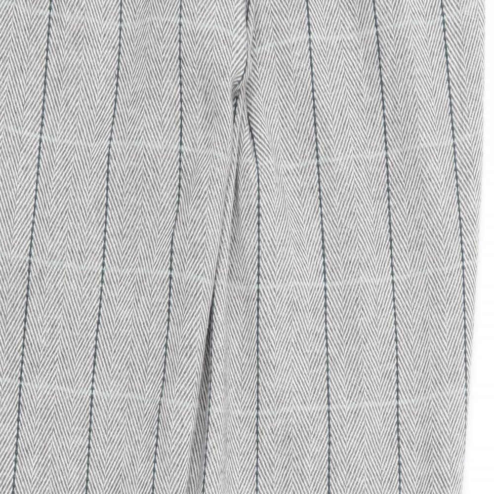 Cotton Traders Womens Grey Plaid Polyester Trousers Size 14 L31 in Regular Zip