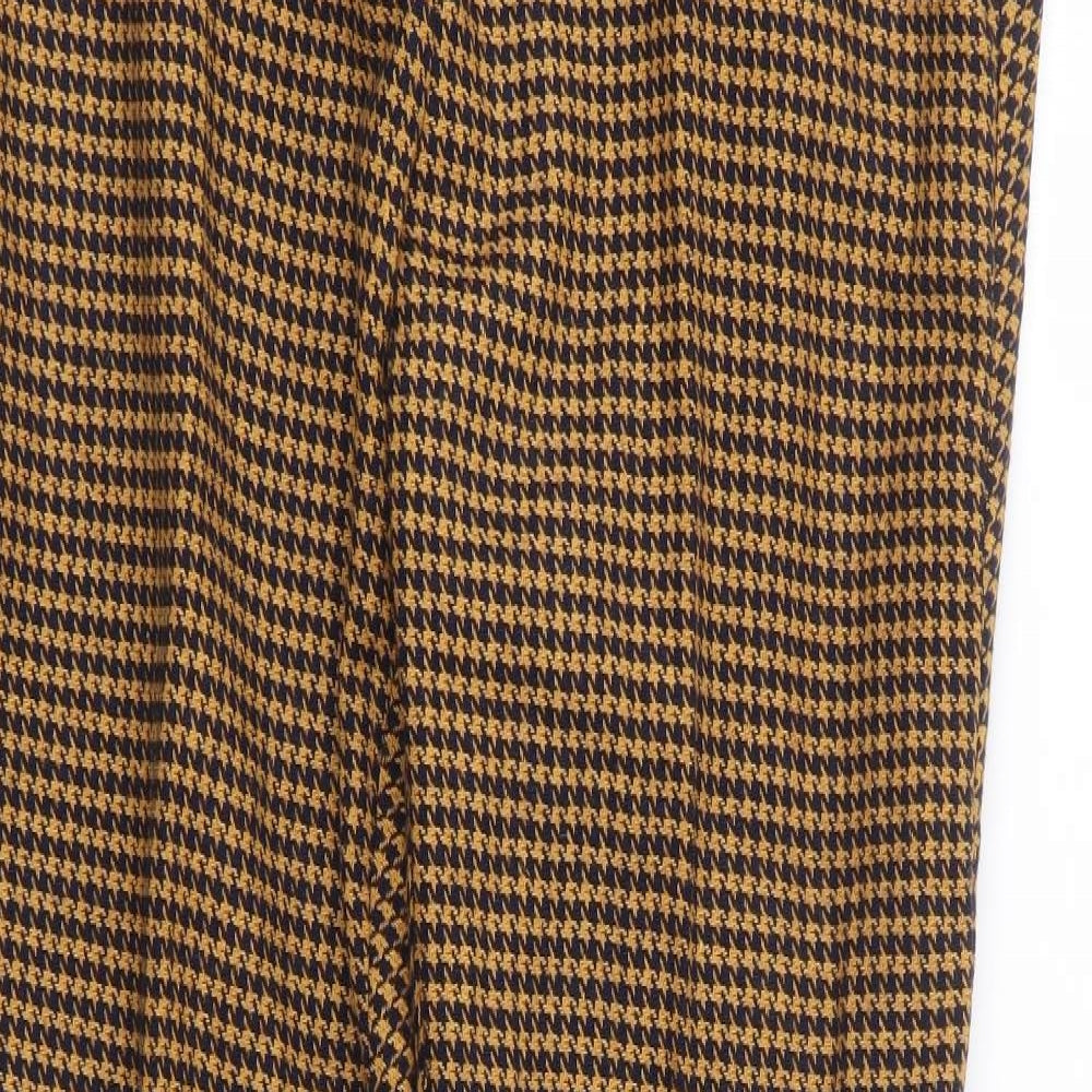 Mona Womens Yellow Herringbone Cotton Trousers Size 12 L29 in Regular Zip
