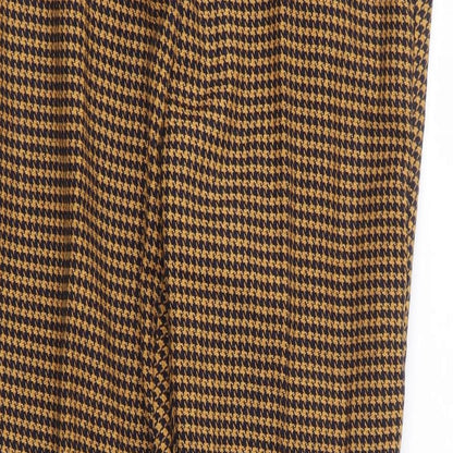 Mona Womens Yellow Herringbone Cotton Trousers Size 12 L29 in Regular Zip
