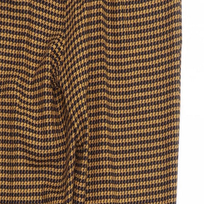Mona Womens Yellow Herringbone Cotton Trousers Size 12 L29 in Regular Zip