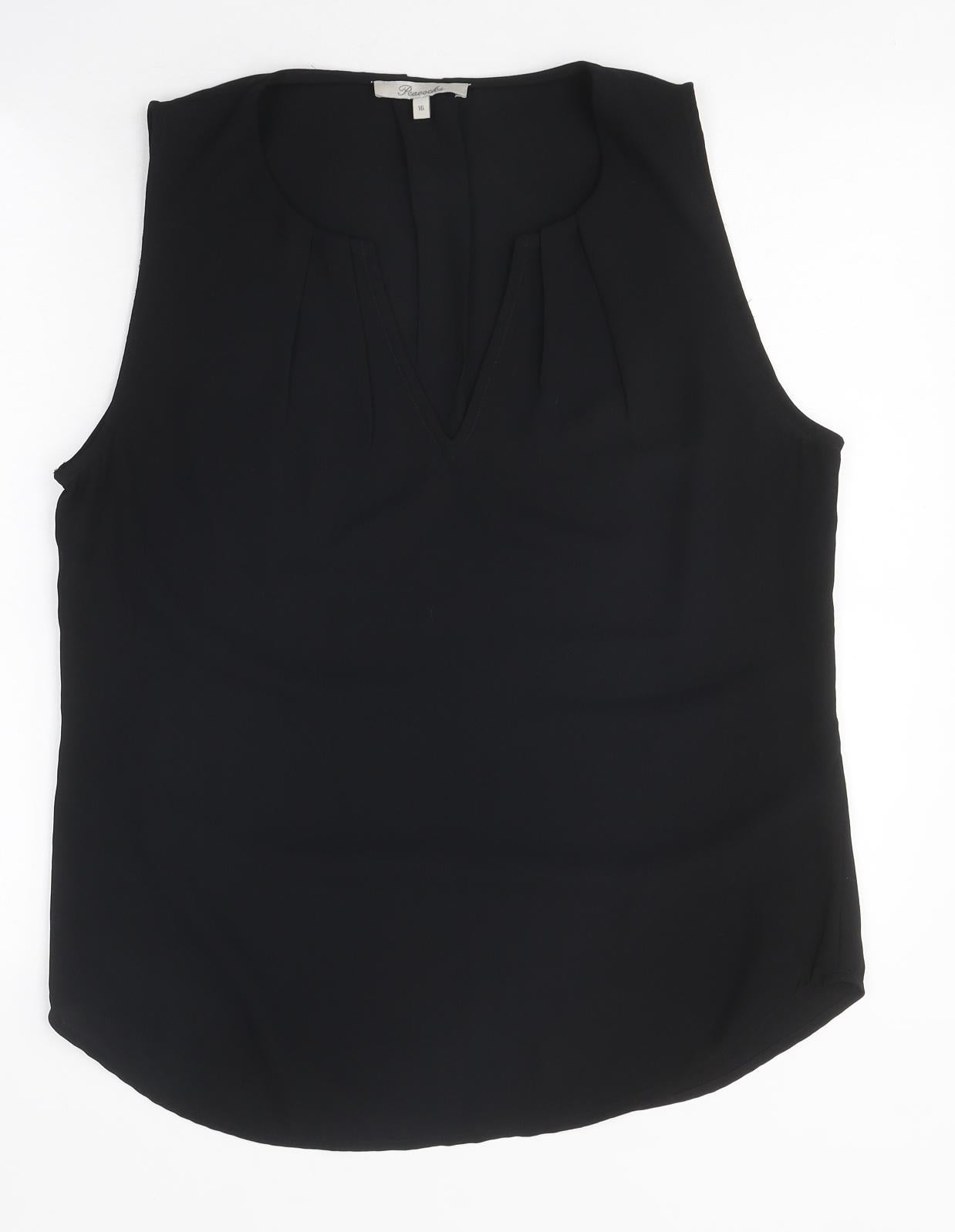 Womens UK Size 16 Peacocks Black Basic Blouse