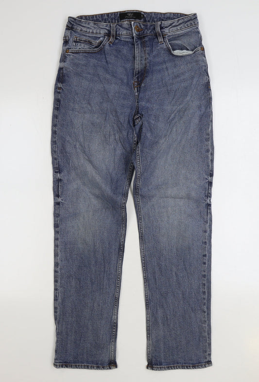 NEXT Womens Blue Cotton Straight Jeans Size 30 in L29 in Regular Zip