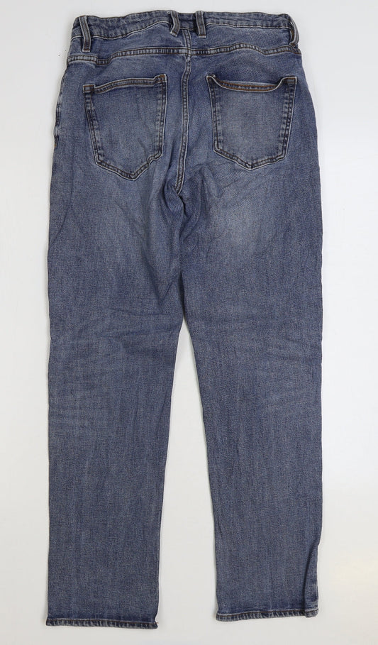 NEXT Womens Blue Cotton Straight Jeans Size 30 in L29 in Regular Zip