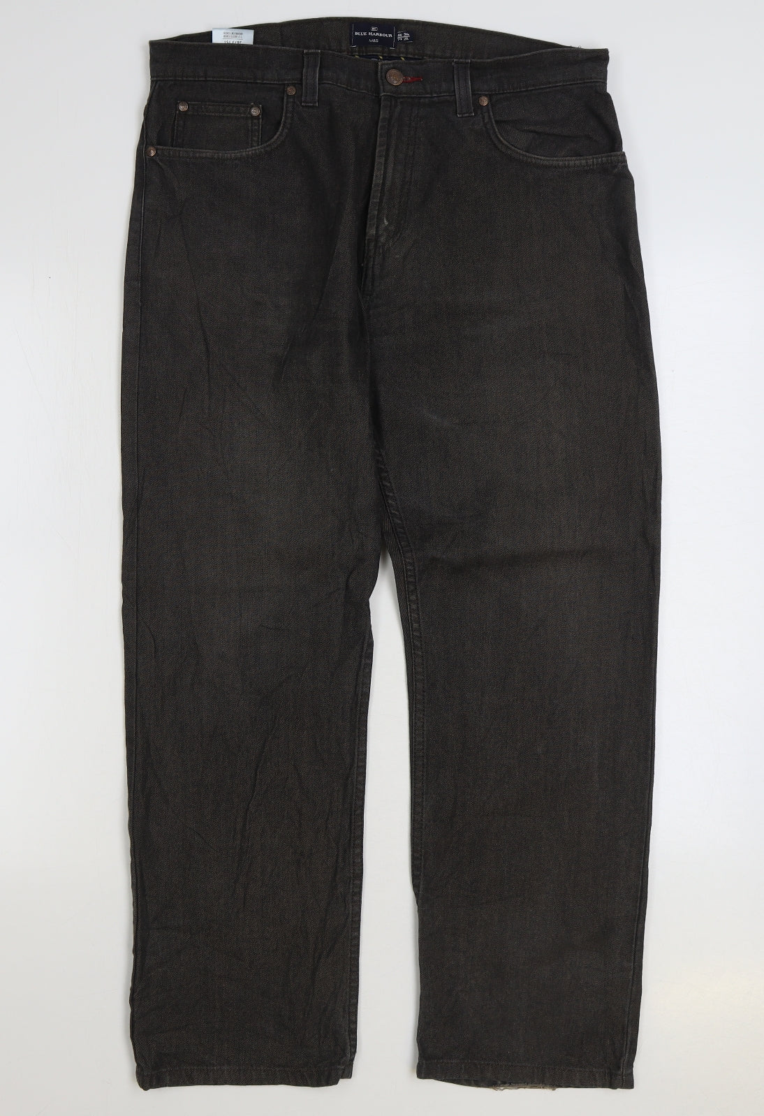 Blue Harbour Womens Black Cotton Straight Jeans Size 34 in L31 in Regular Zip
