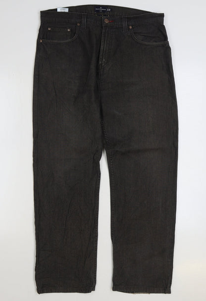 Blue Harbour Womens Black Cotton Straight Jeans Size 34 in L31 in Regular Zip