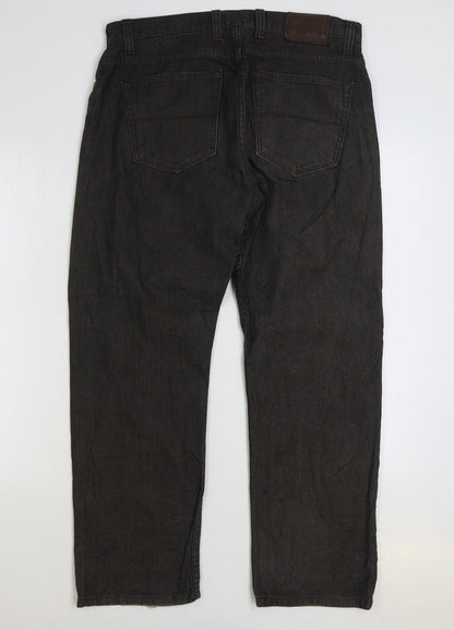 Blue Harbour Womens Black Cotton Straight Jeans Size 34 in L31 in Regular Zip