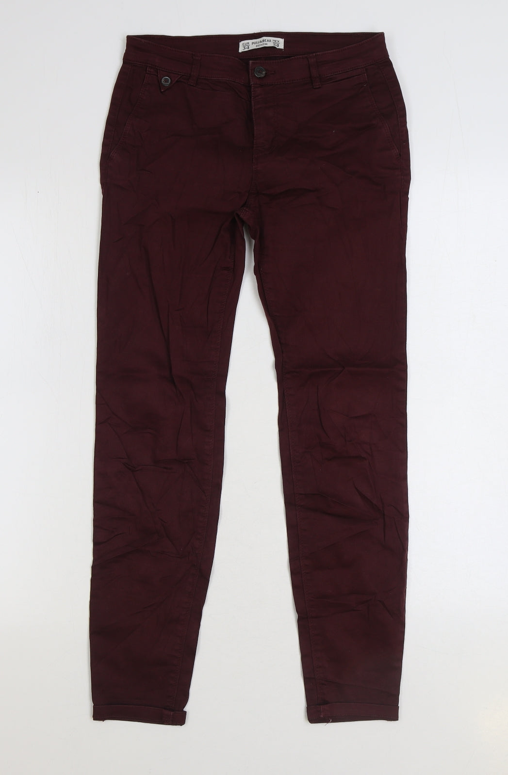 Pull&Bear Womens Red Cotton Skinny Jeans Size 6 L27 in Regular Zip