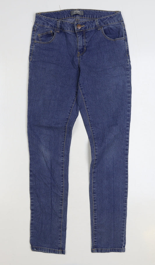 Dorothy Perkins Womens Blue Cotton Skinny Jeans Size 6 L30 in Regular Zip