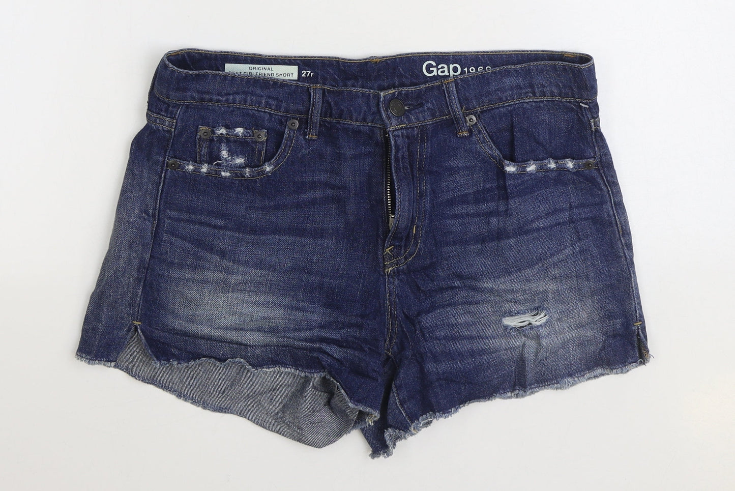 Gap Womens Blue Cotton Hot Pants Shorts Size 27 in Regular Zip - Distressed