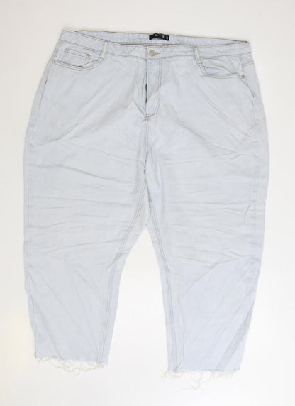 Missguided Womens Blue Cotton Cropped Jeans Size 24 L24 in Regular Zip