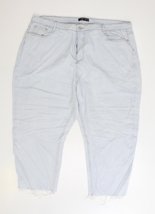 Missguided Womens Blue Cotton Cropped Jeans Size 24 L24 in Regular Zip