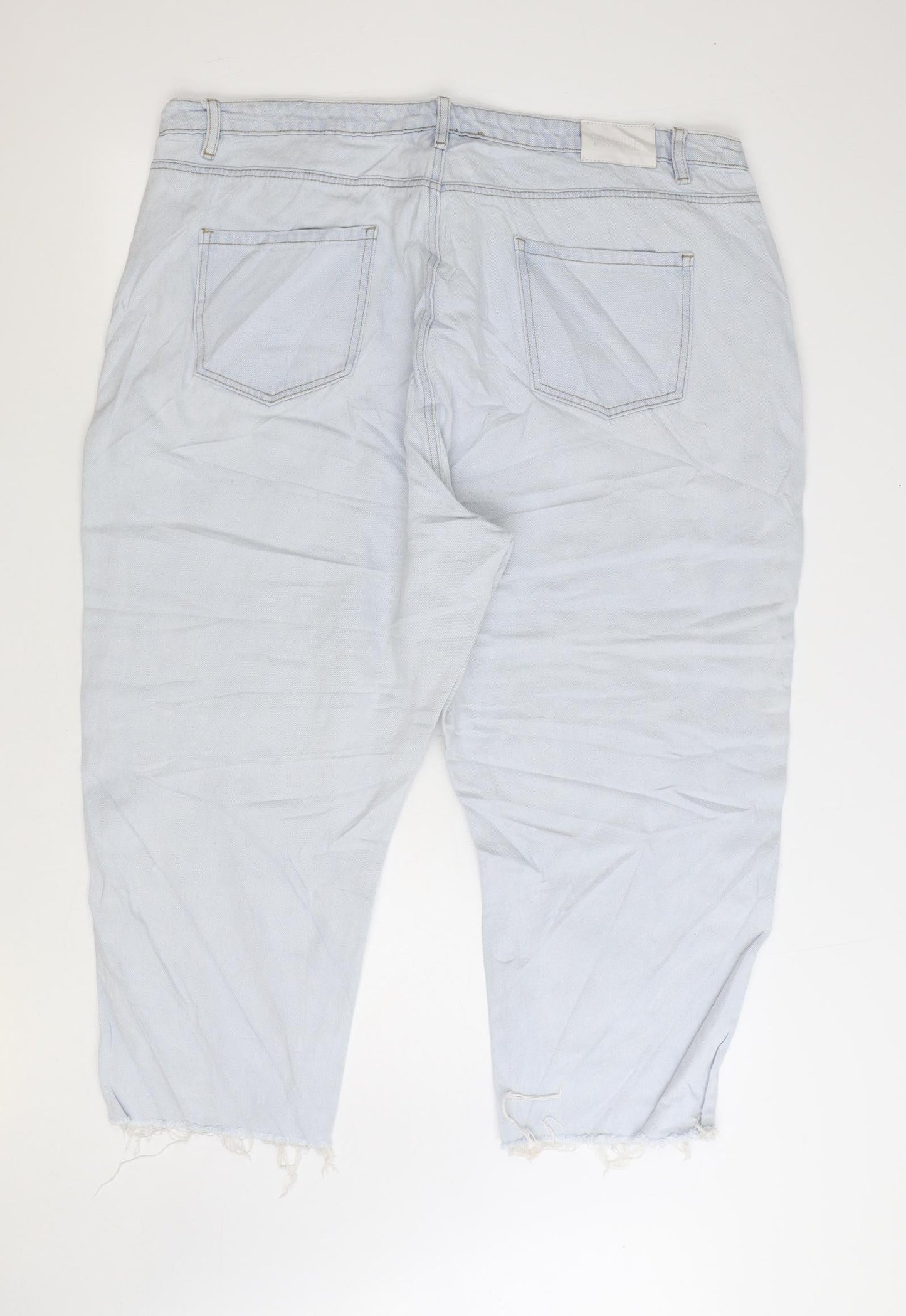 Missguided Womens Blue Cotton Cropped Jeans Size 24 L24 in Regular Zip