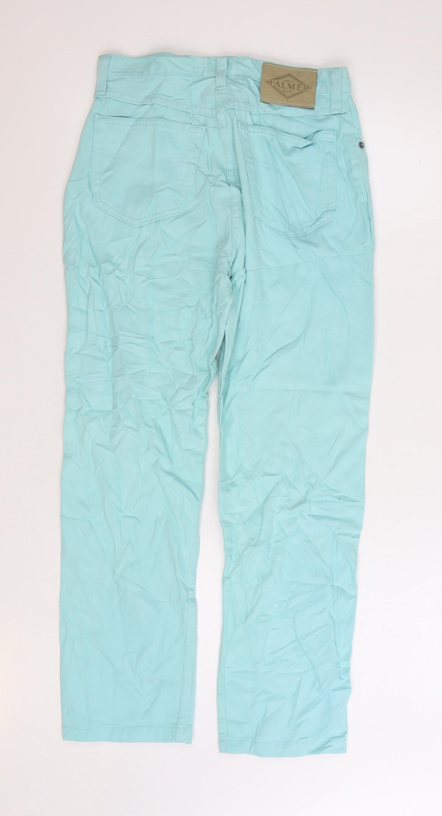 Falmer Womens Blue Cotton Straight Jeans Size 14 L27 in Regular Zip
