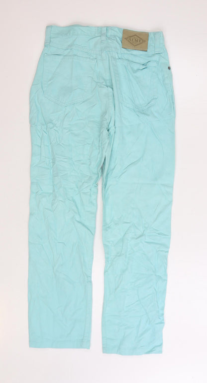 Falmer Womens Blue Cotton Straight Jeans Size 14 L27 in Regular Zip