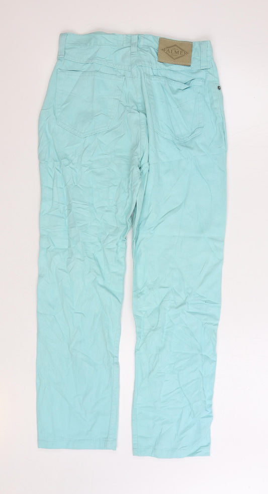 Falmer Womens Blue Cotton Straight Jeans Size 14 L27 in Regular Zip