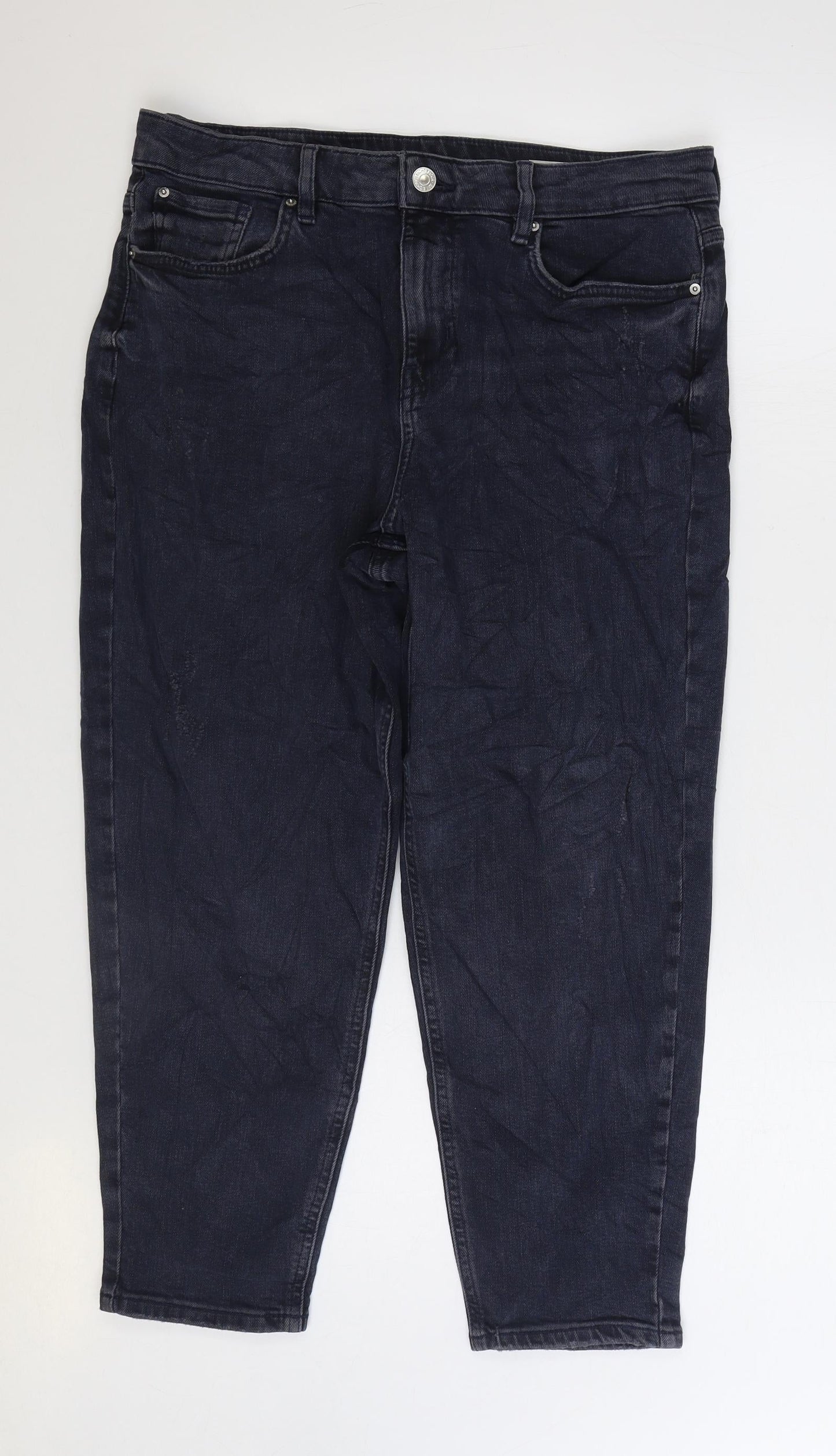 Womens UK Size 14 Marks and Spencer Regular Fit Mom Blue Jeans