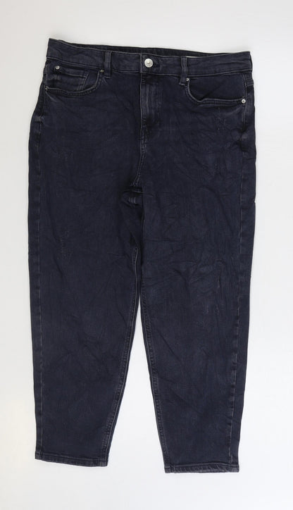 Womens UK Size 14 Marks and Spencer Regular Fit Mom Blue Jeans
