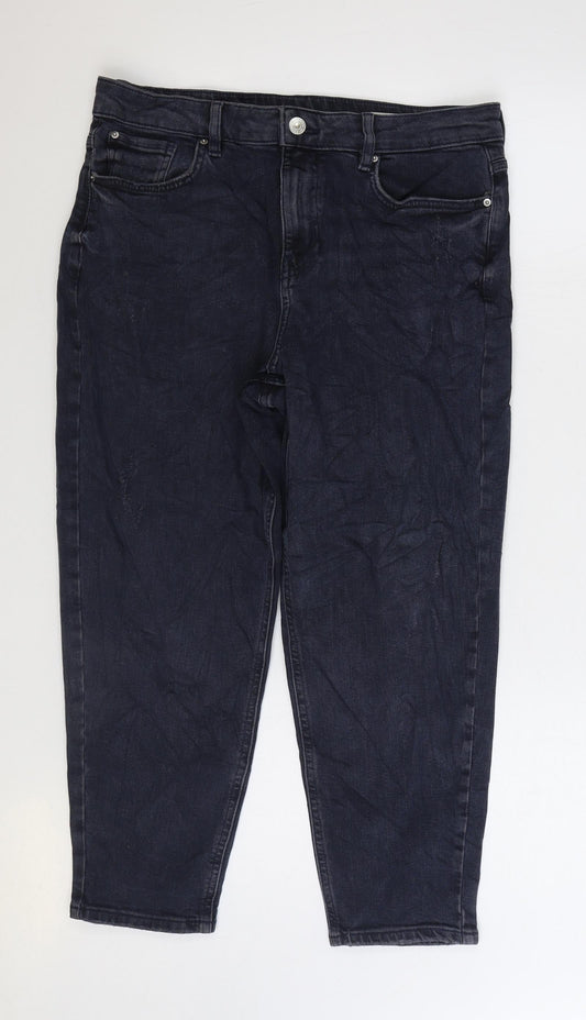 Womens UK Size 14 Marks and Spencer Regular Fit Mom Blue Jeans