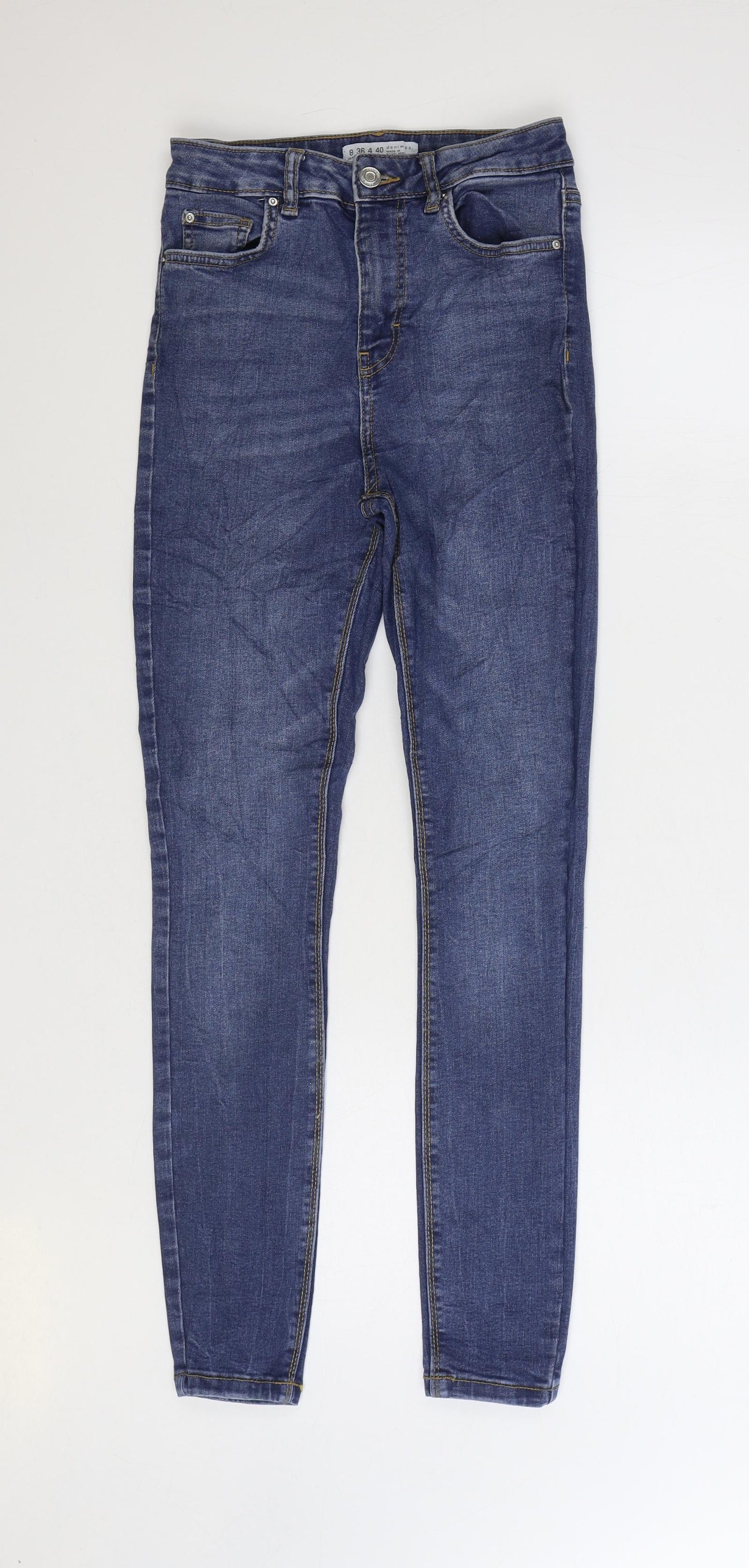 Denim & Co. Womens Blue Cotton Skinny Jeans Size 8 L27 in Regular Zip