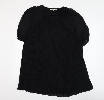 Utam Boutique Womens Black Polyester Basic Blouse Size 10 Square Neck