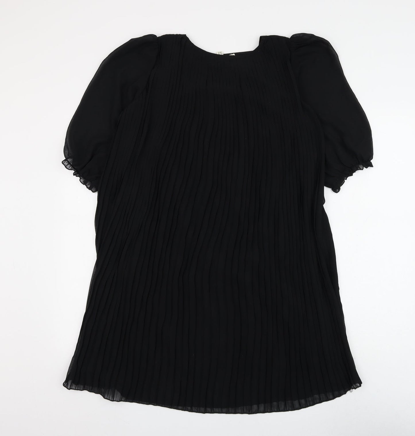 Utam Boutique Womens Black Polyester Basic Blouse Size 10 Square Neck