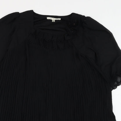 Utam Boutique Womens Black Polyester Basic Blouse Size 10 Square Neck