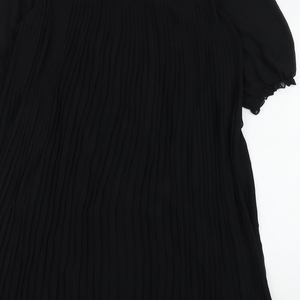 Utam Boutique Womens Black Polyester Basic Blouse Size 10 Square Neck